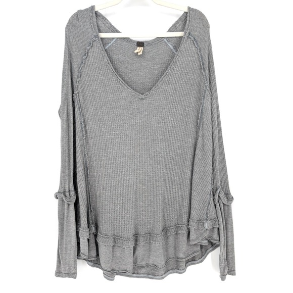 We The Free Tops - We The Free Laguna Thermal Waffle Knit Tunic Large Gray Boho Lounge Grunge